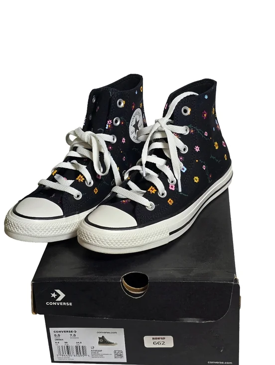 Converse Chuck Taylor All Star Floral High Top Black Women’s 7.5 Men’s 5.5 NWT - Picture 2 of 8